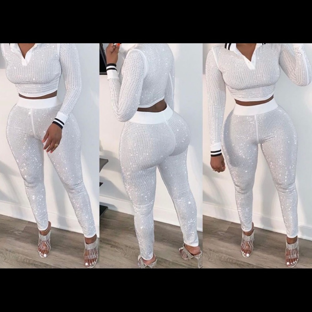 White rhinestone 2 piece set